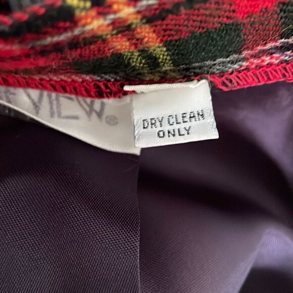 Vintage Tartan Plaid Wool Pencil Skirt with Ruffle detail Sz 8 with belt - Picture 7 of 11